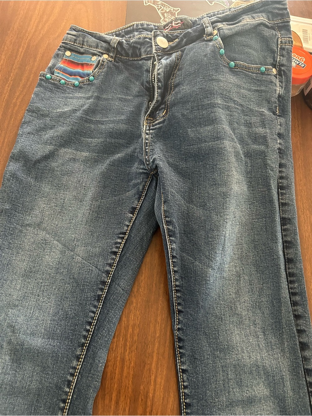 Women’s Fallon Taylor Dark Wash Jeans with Turquoise Bead Detail